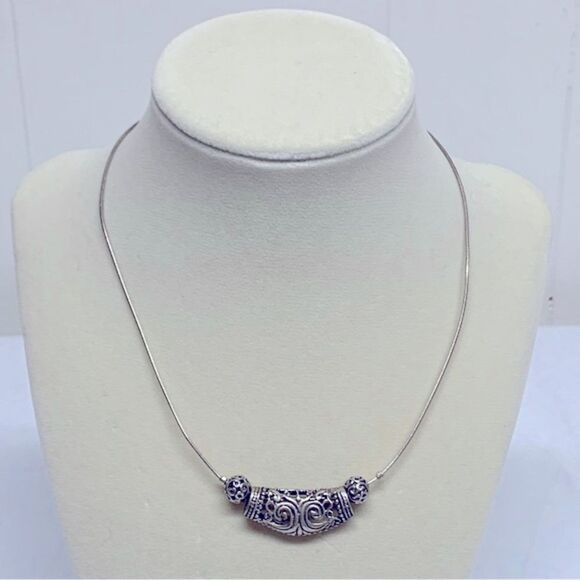 925 Sterling Silver Necklace Vintage Dainty Chain 15” Gorgeous - Picture 1 of 6